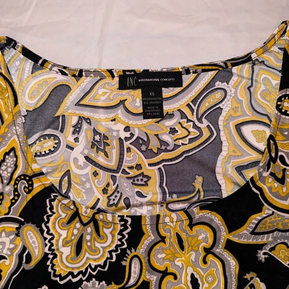 INC International Concepts Black and Gold Paisley Midi Dress - Picture 5 of 9